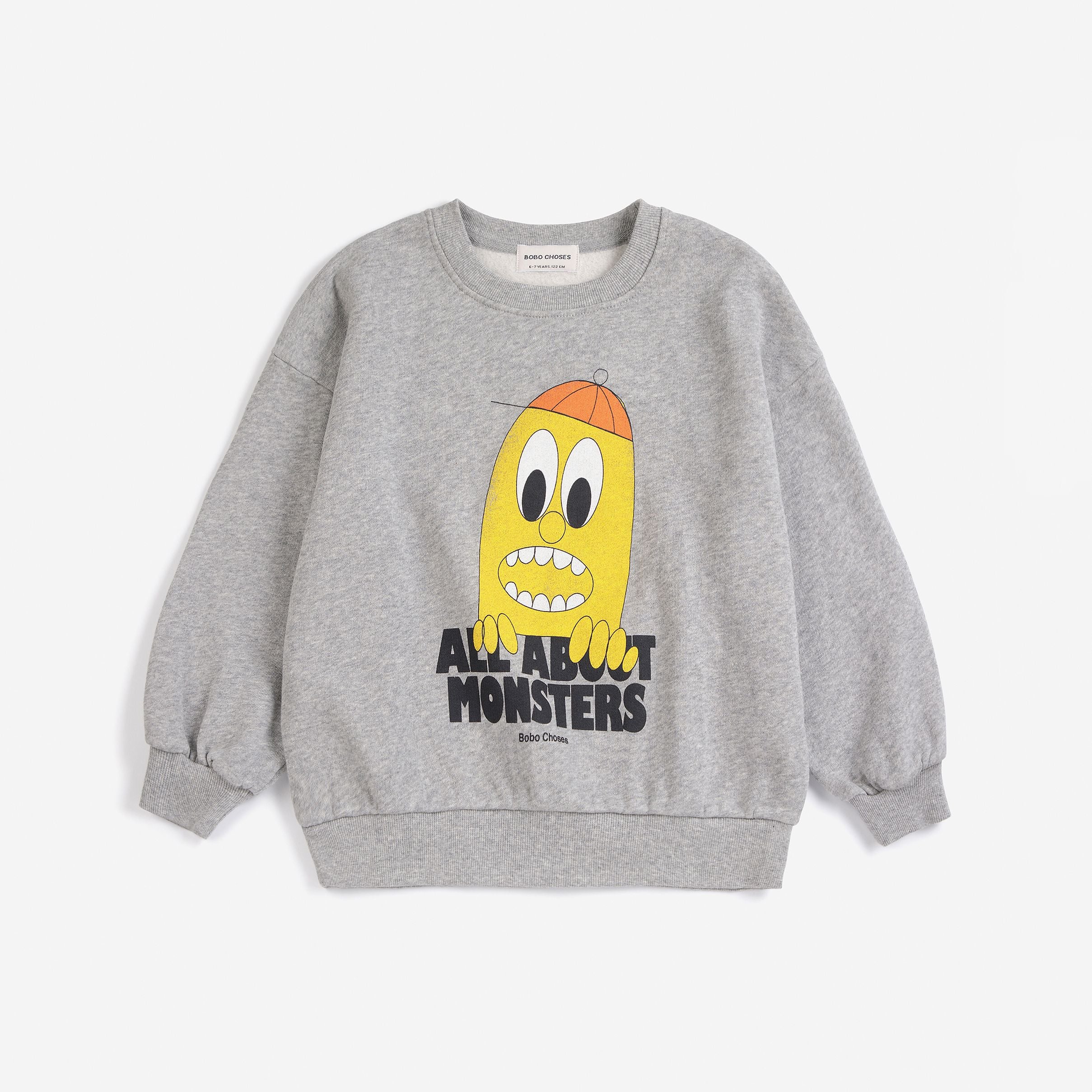 Bobo Choses-Kids Bigtooth Lemon Sweatshirt Light Heather Grey
