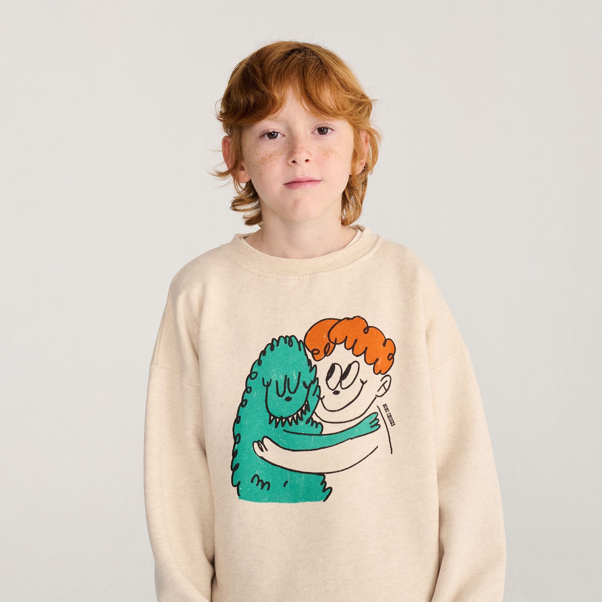 Bobo Choses-Kids Hug Hairy Monster Sweatshirt Beige