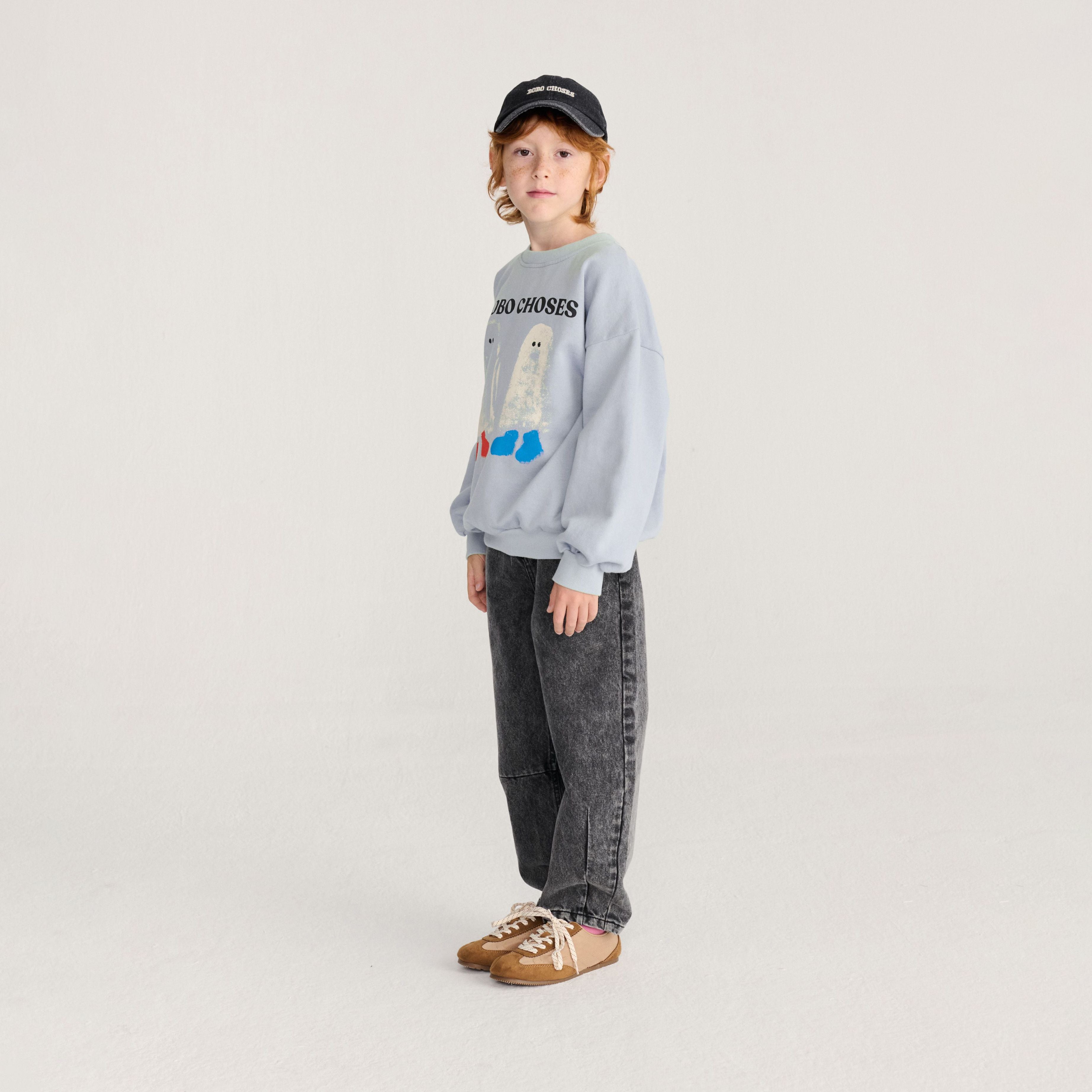 Bobo Choses-Kids Booty Ghosts Sweatshirt Light Blue