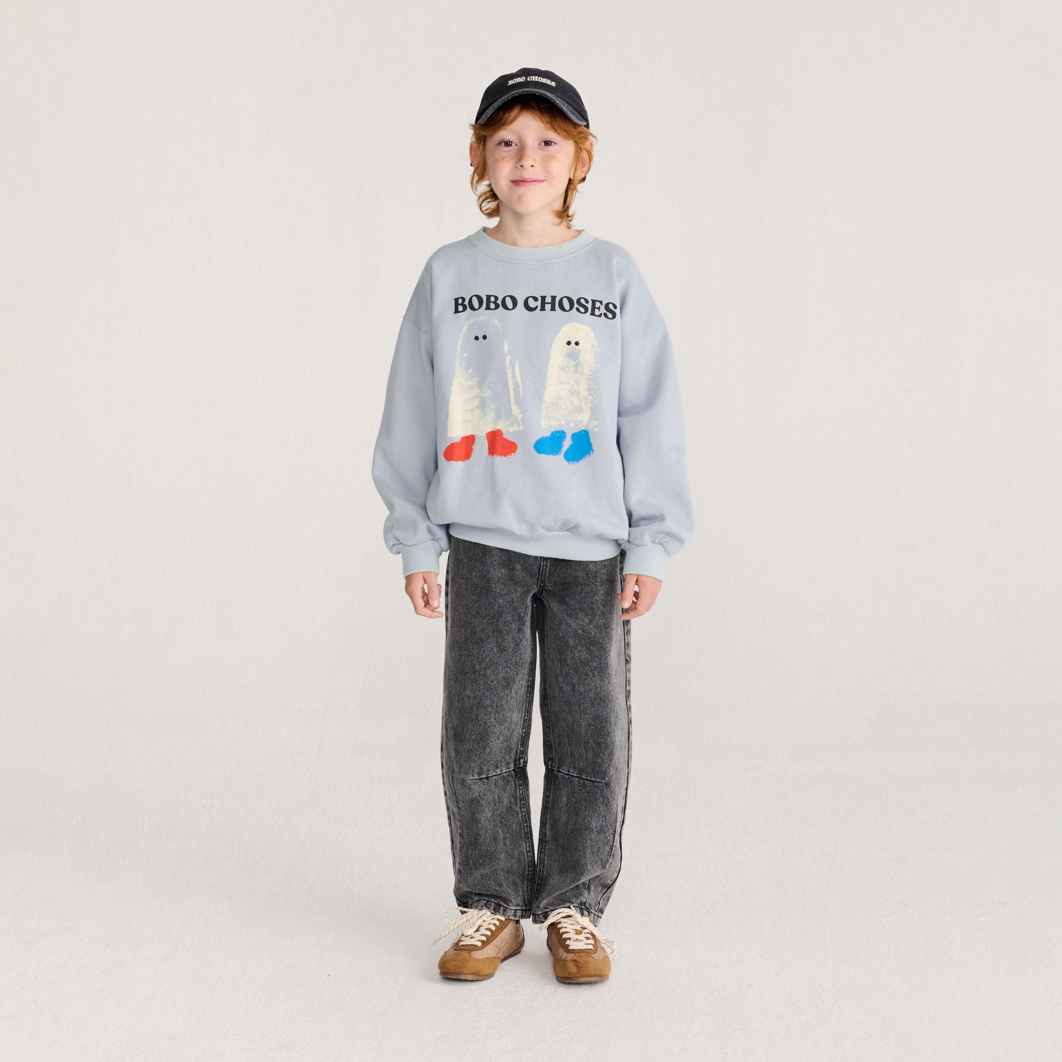 Bobo Choses-Kids Booty Ghosts Sweatshirt Light Blue