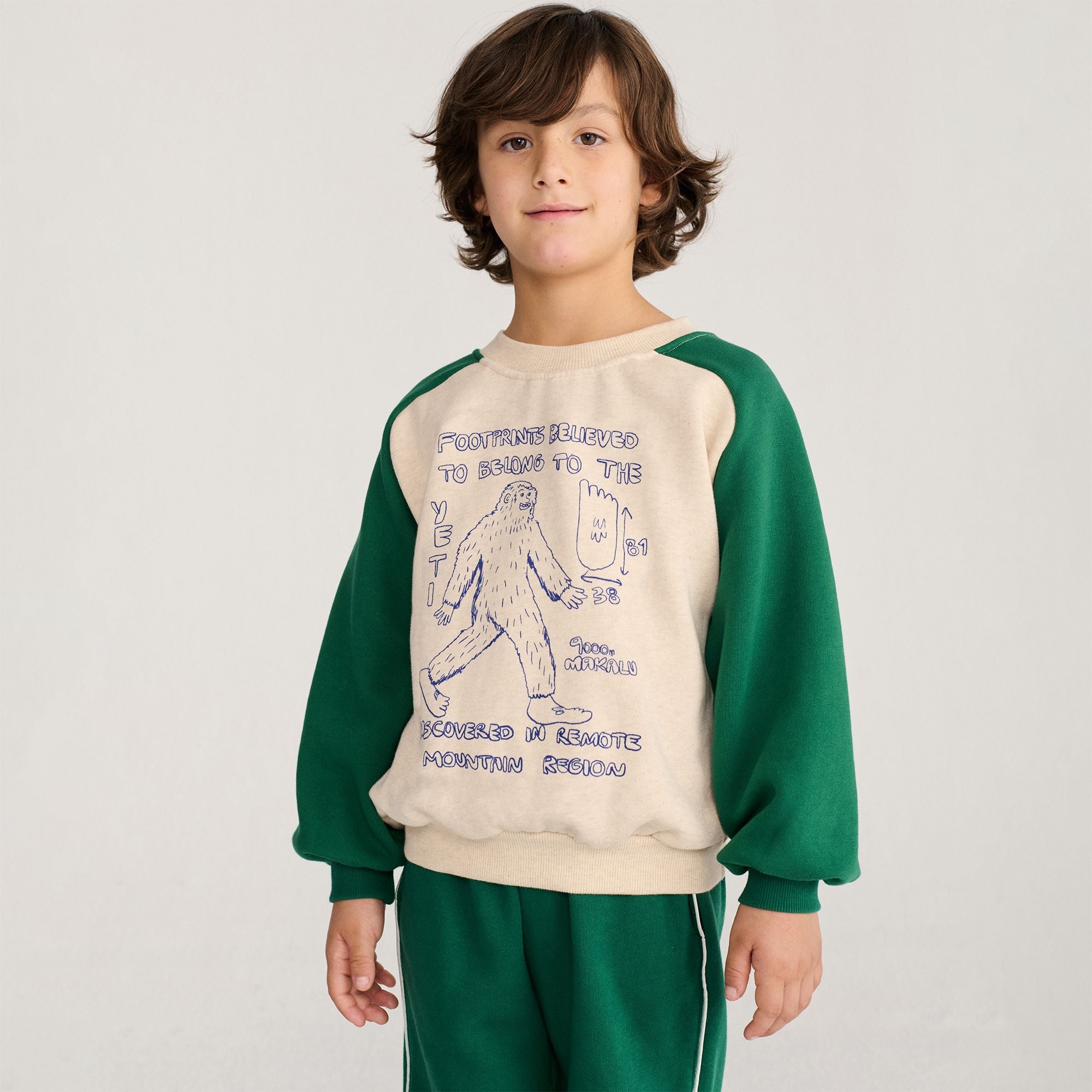 Bobo Choses-Kids Mr. Footish Raglan Sweatshirt Offwhite