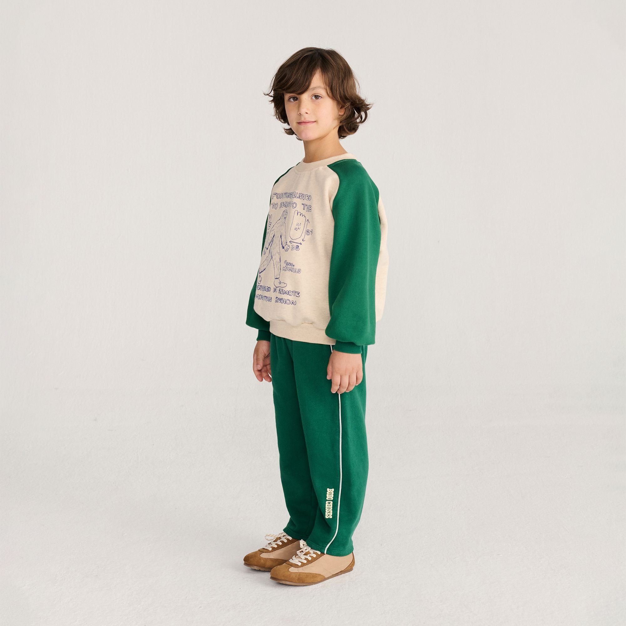 Bobo Choses-Kids Mr. Footish Raglan Sweatshirt Offwhite