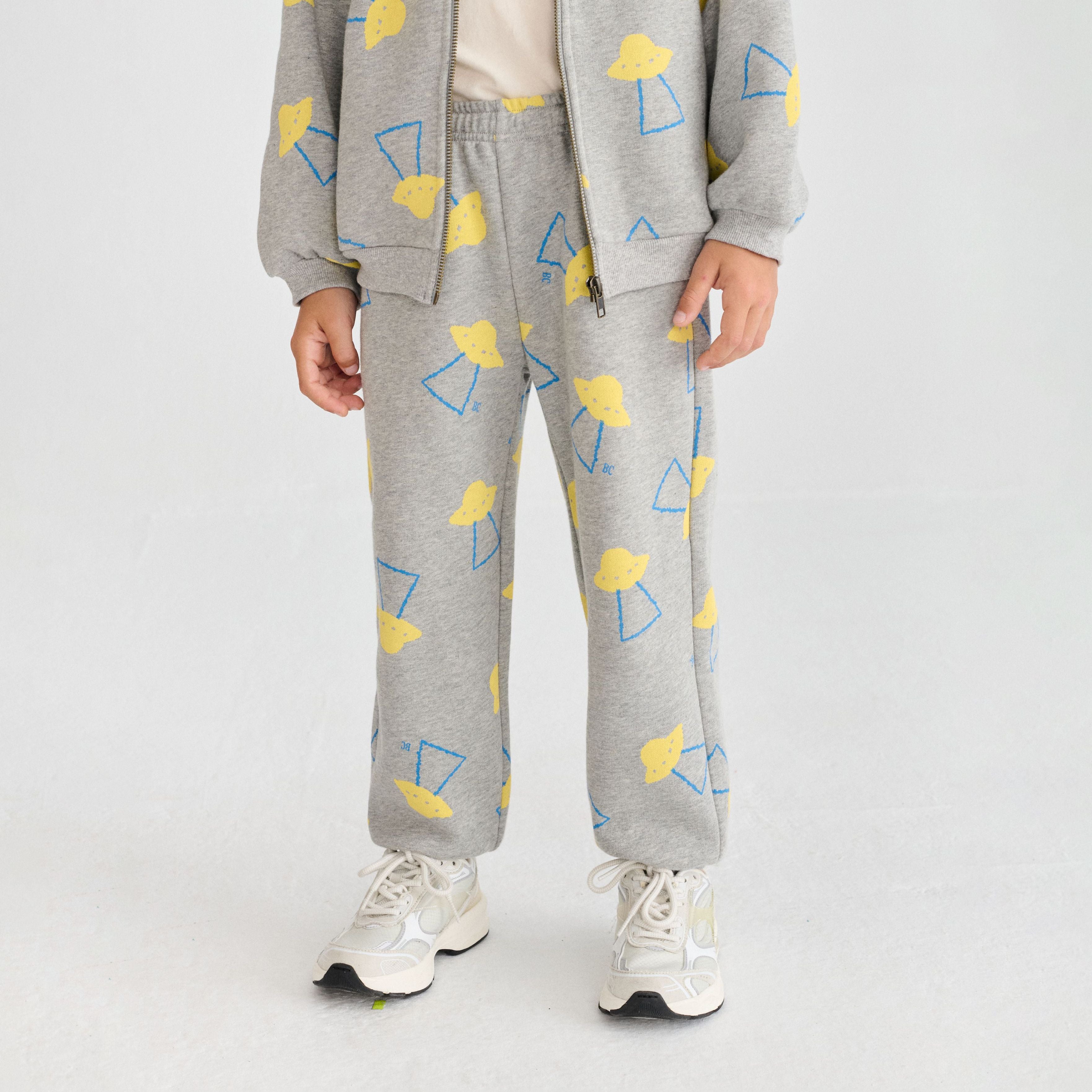 Bobo Choses-Kids Pixel Abduction All Over Jogging Pants Light Heather Grey