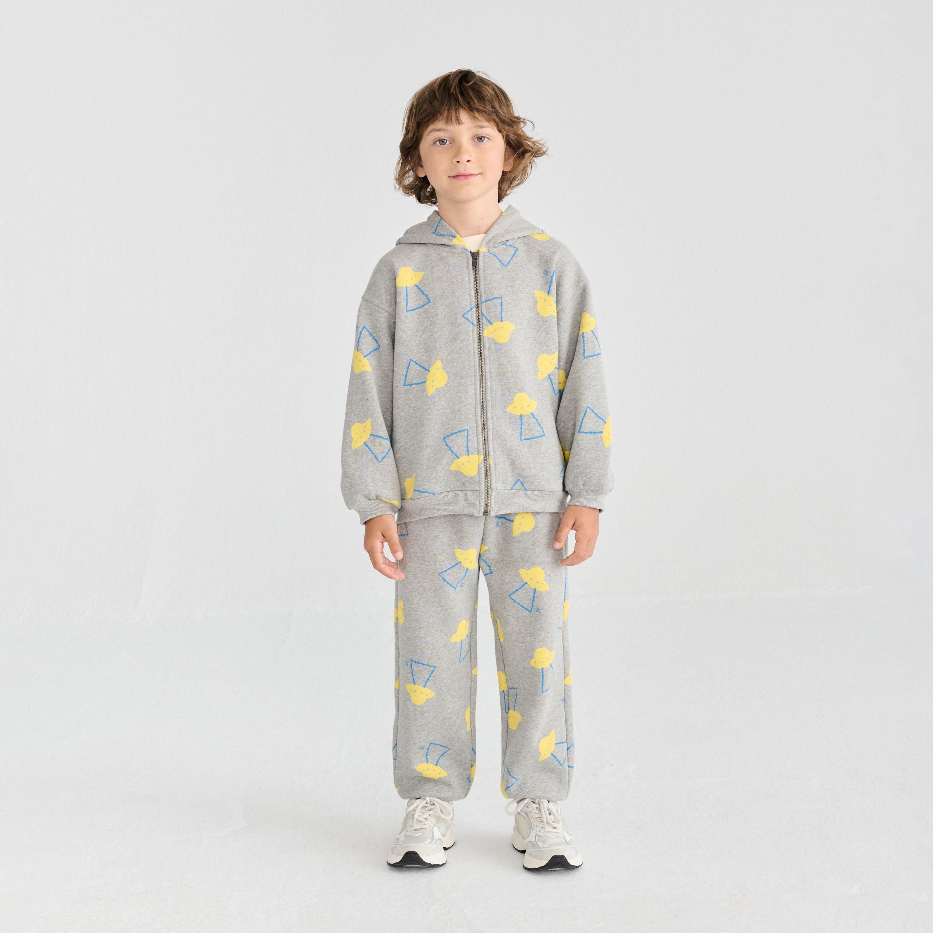 Bobo Choses-Kids Pixel Abduction All Over Jogging Pants Light Heather Grey