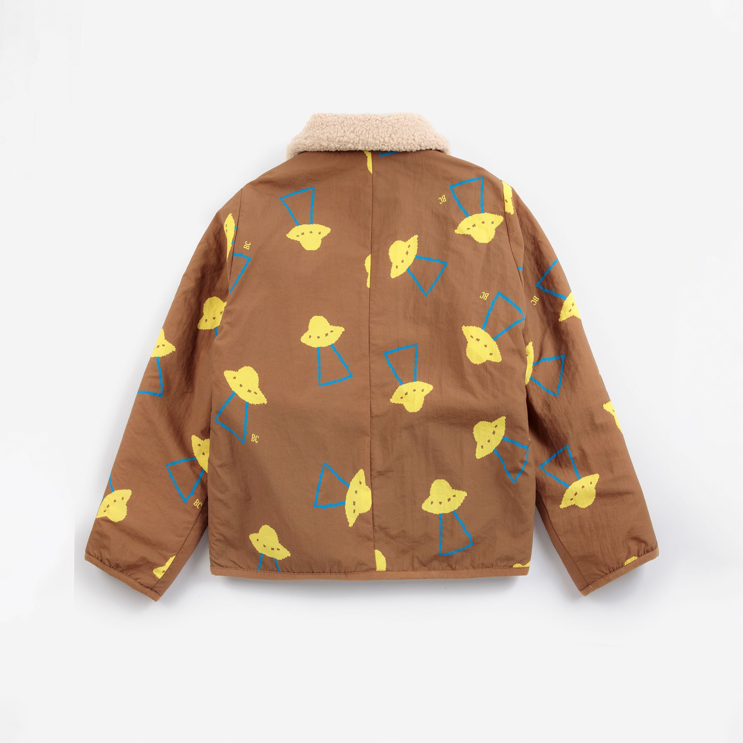 Bobo Choses-Kids Pixel Abduction All Over Reversible Jacket Brown