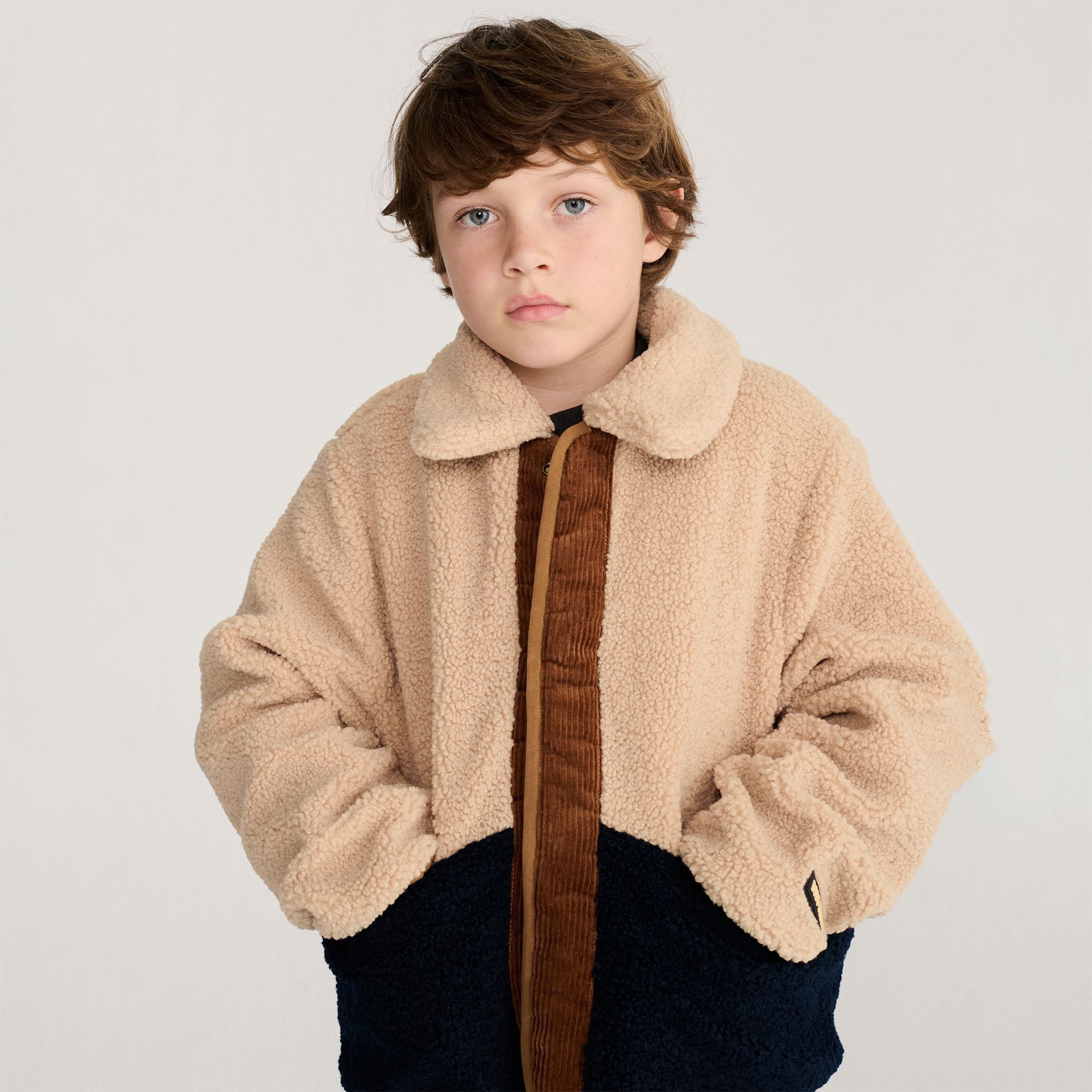Bobo Choses-Kids Pixel Abduction All Over Reversible Jacket Brown