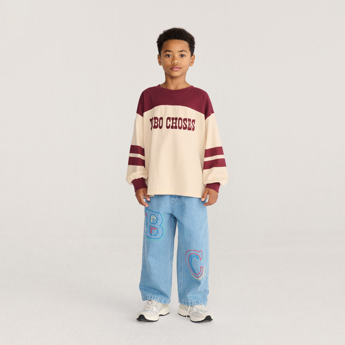Bobo Choses-Kids Bobo Choses Embossed Denim Pants Blue