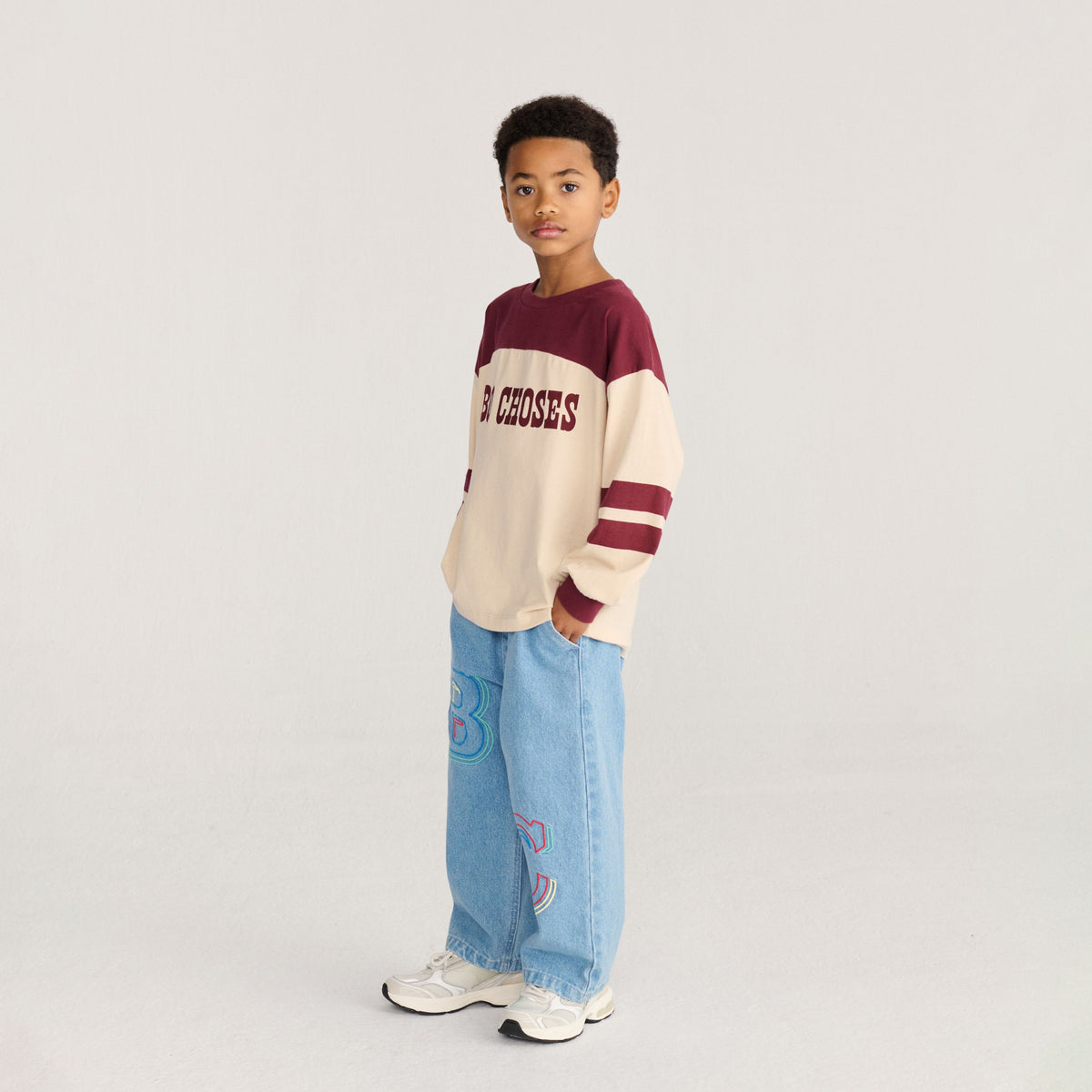 Bobo Choses-Kids Bobo Choses Embossed Denim Pants Blue