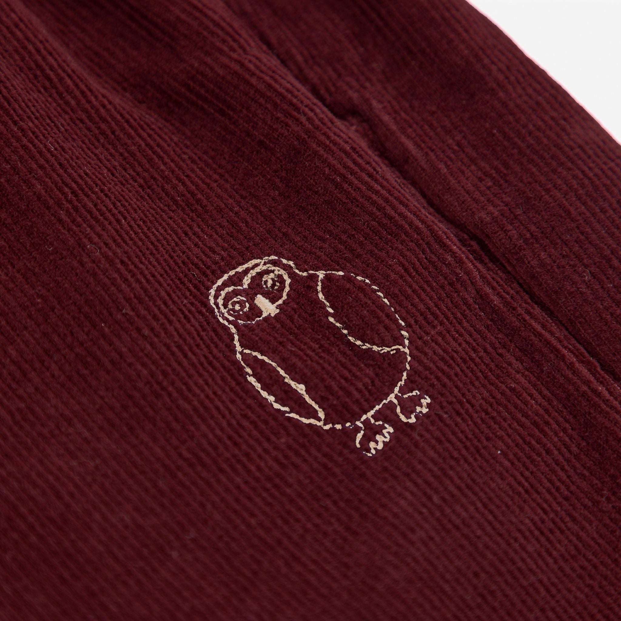 Bobo Choses-Kids Curious Owl Corduroy Pleated Pants Burgundy Red