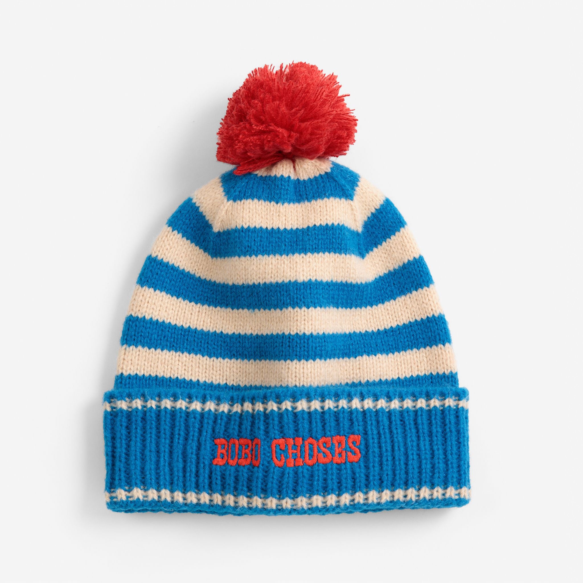 Bobo Choses-Kids Bobo Choses Stripes Knitted Beanie Light Blue