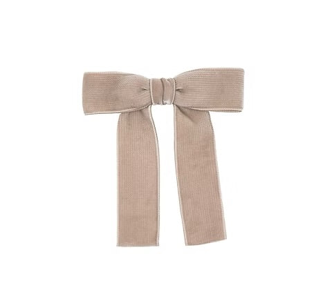 Olilia-Large Velvet Bow-Oyster