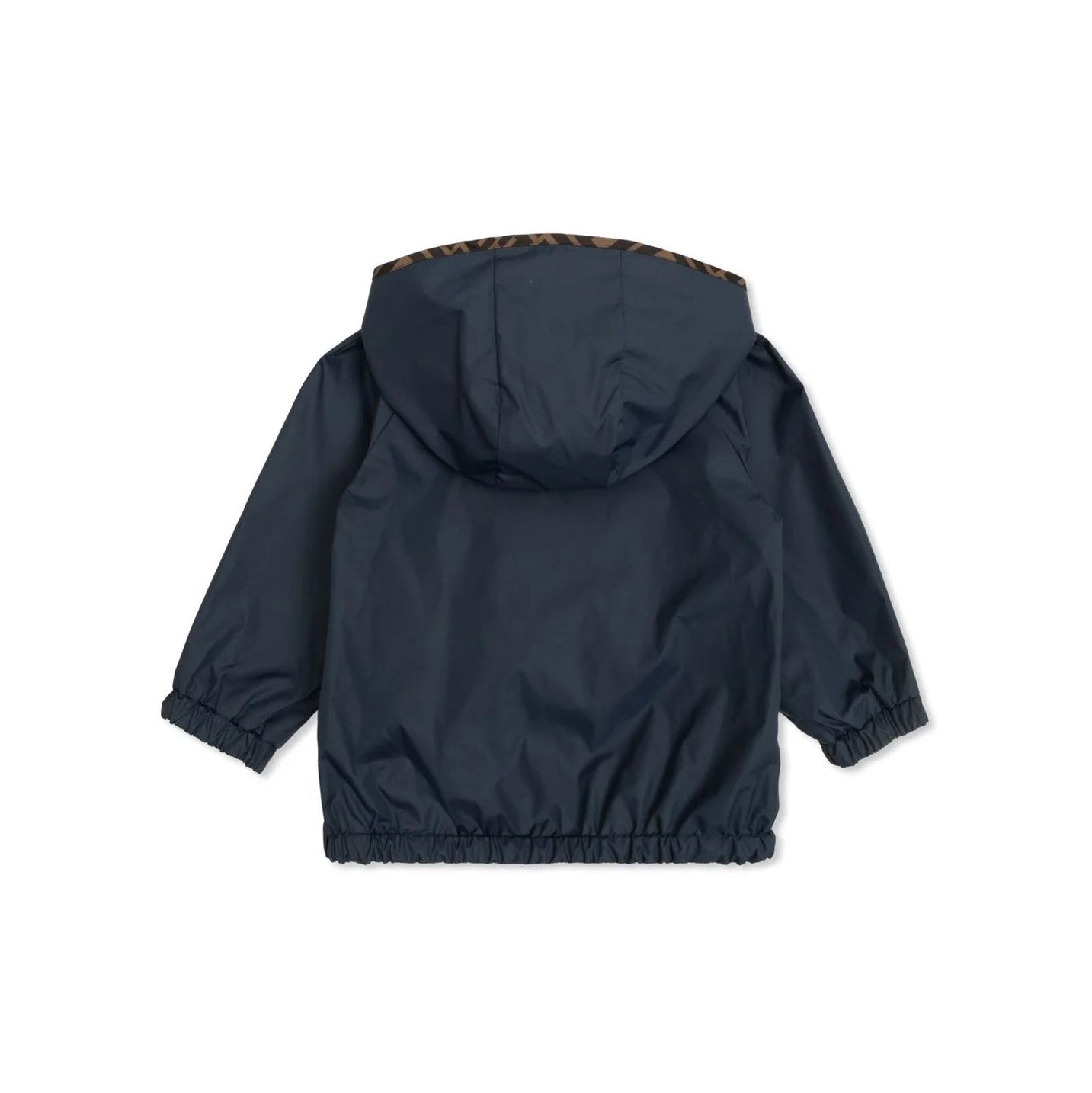 Fendi-Baby LS Zip Up Nylon Jacket W FF Patch Dark Blue