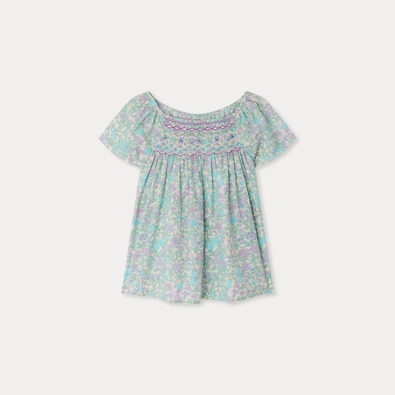 Bonpoint-Blouse Smockee Grenade Parme Clair