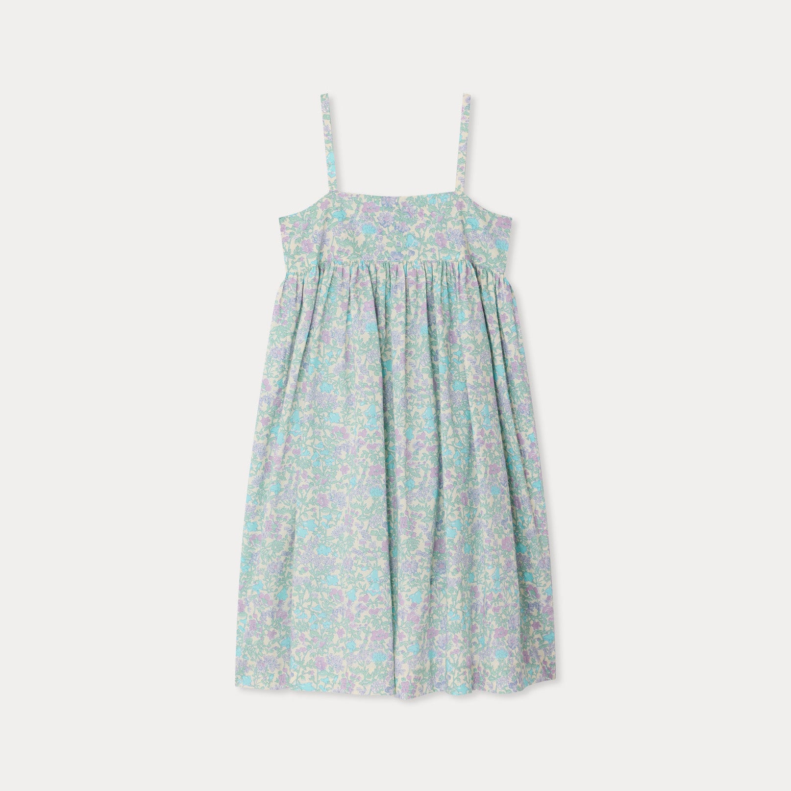 Bonpoint-Passion dress smocked and embroidered in Liberty fabric Parme Clair