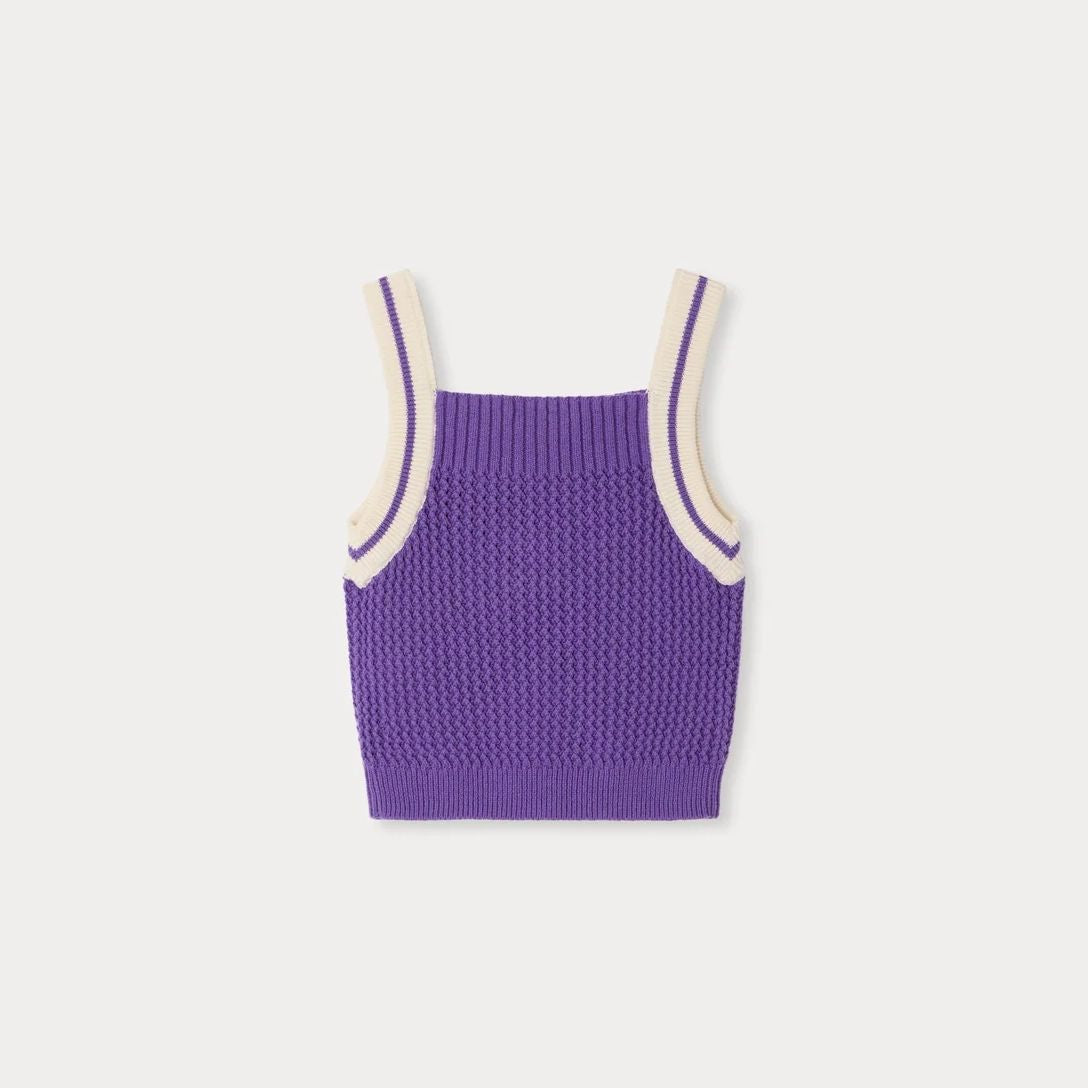 Bonpoint-Lily hand-embroidered tank top purple stripes