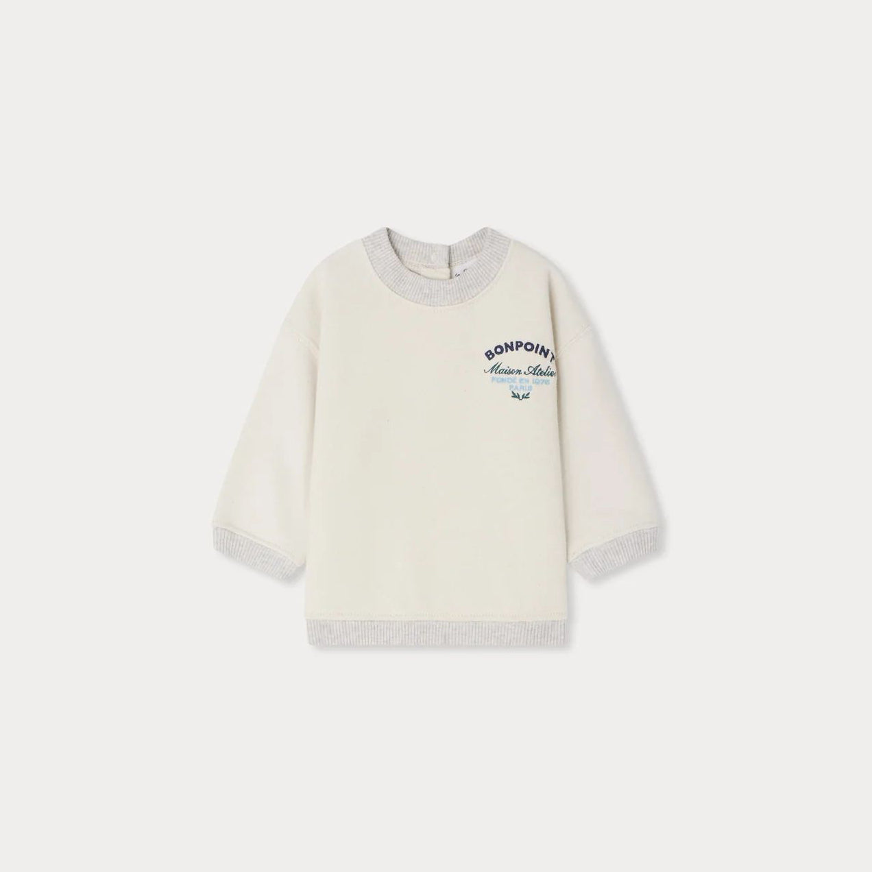 Bonpoint-Dady heathered sweatshirt in organic cotton Gris Chine