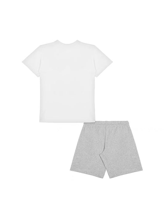 BOYS 2PC SET MAXI TEE AND SHORTS WITH SURF BEAR-WHT GRY