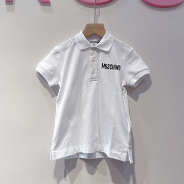 BOY SS POLO TEE WITH SMALL TXT LOGO EMBROIDERY-OPT WHITE