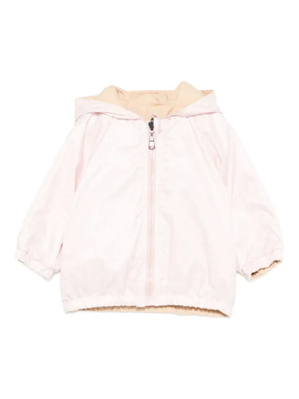 Fendi-Baby Pink Reversible Hooded Zip Up Jacket With FF Allover