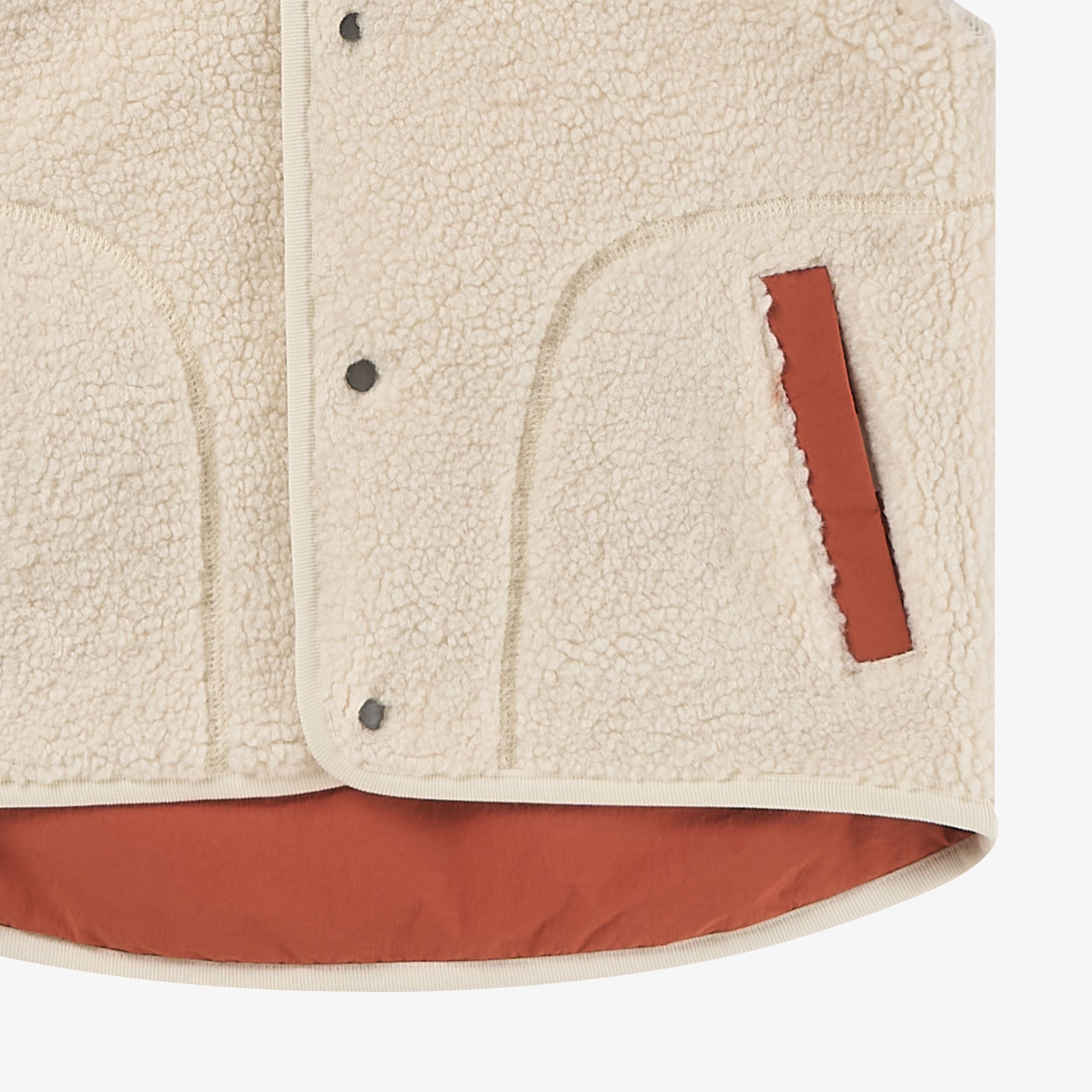 Petite Revery-Recycled Nylon + High Pile Fleece Reversible Vest Redwood Burl