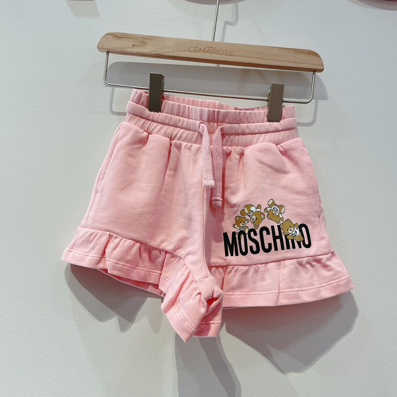 TEXT LOGO TOY DRAWSTRING RUFFLED SHORTS-SGR ROSE