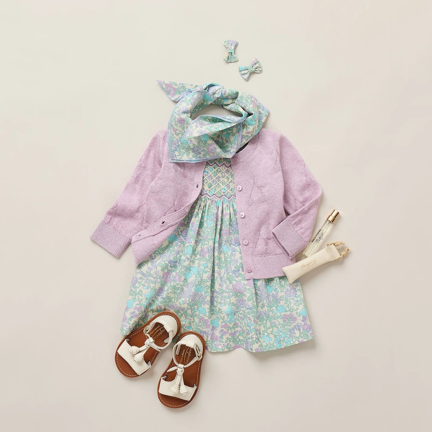 Bonpoint-Teyana cardigan in organic cotton and cashmere Lilas