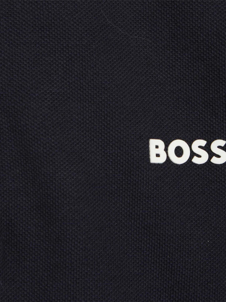 Boss-Cotton Pique Short Sleeves Polo Navy