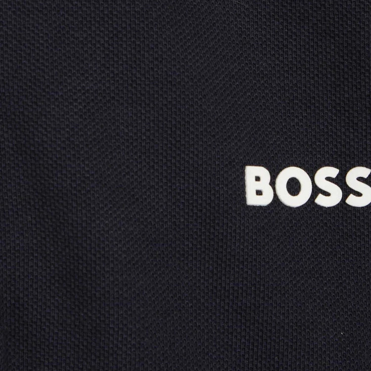 Boss-Cotton Pique Short Sleeves Polo Navy