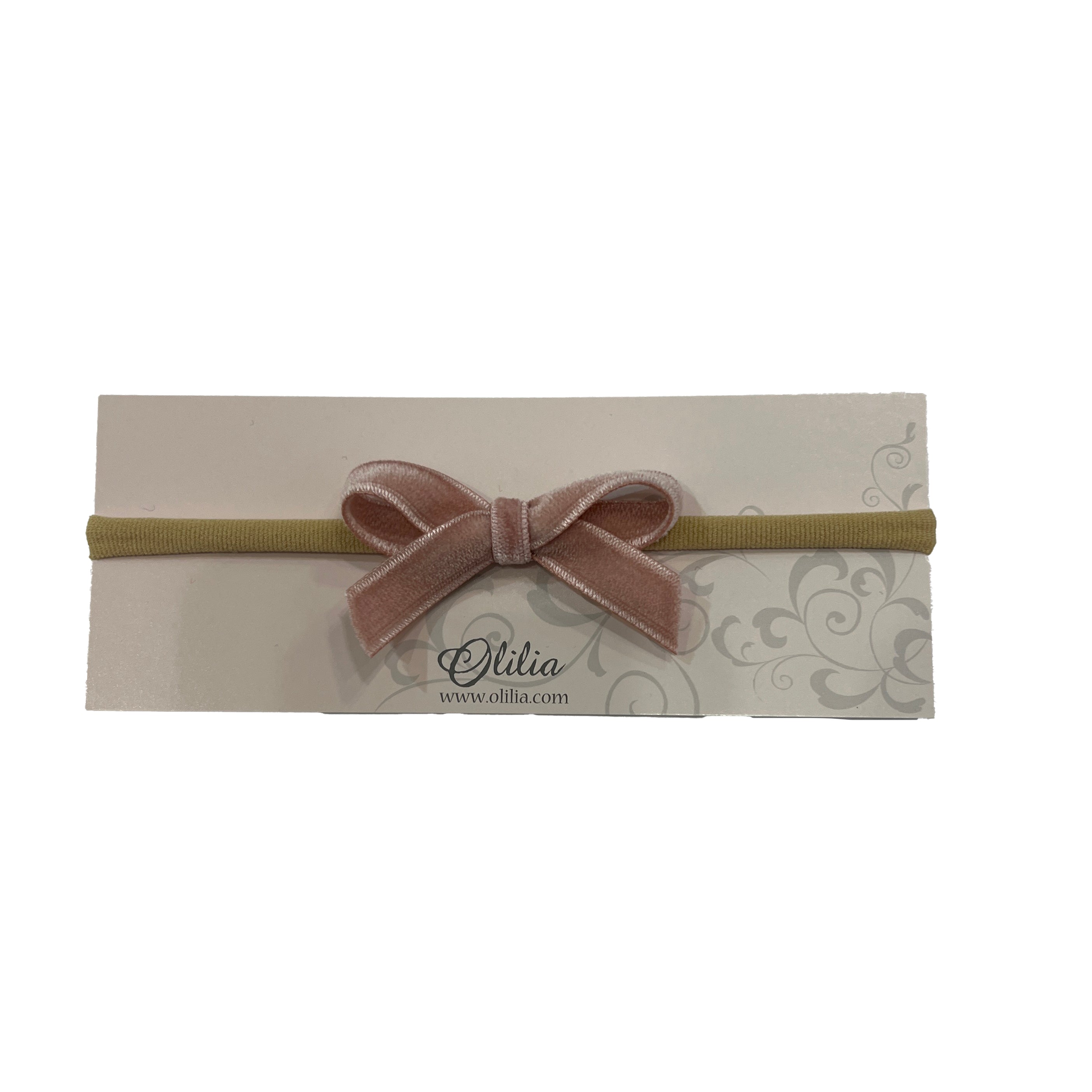 Olilia-Small Velvet Soft Headband-Antique Pink
