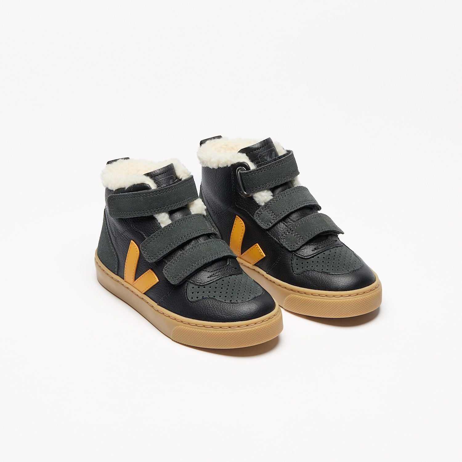 Veja-Small V-10 Mid Winter Black Ouro Grafite