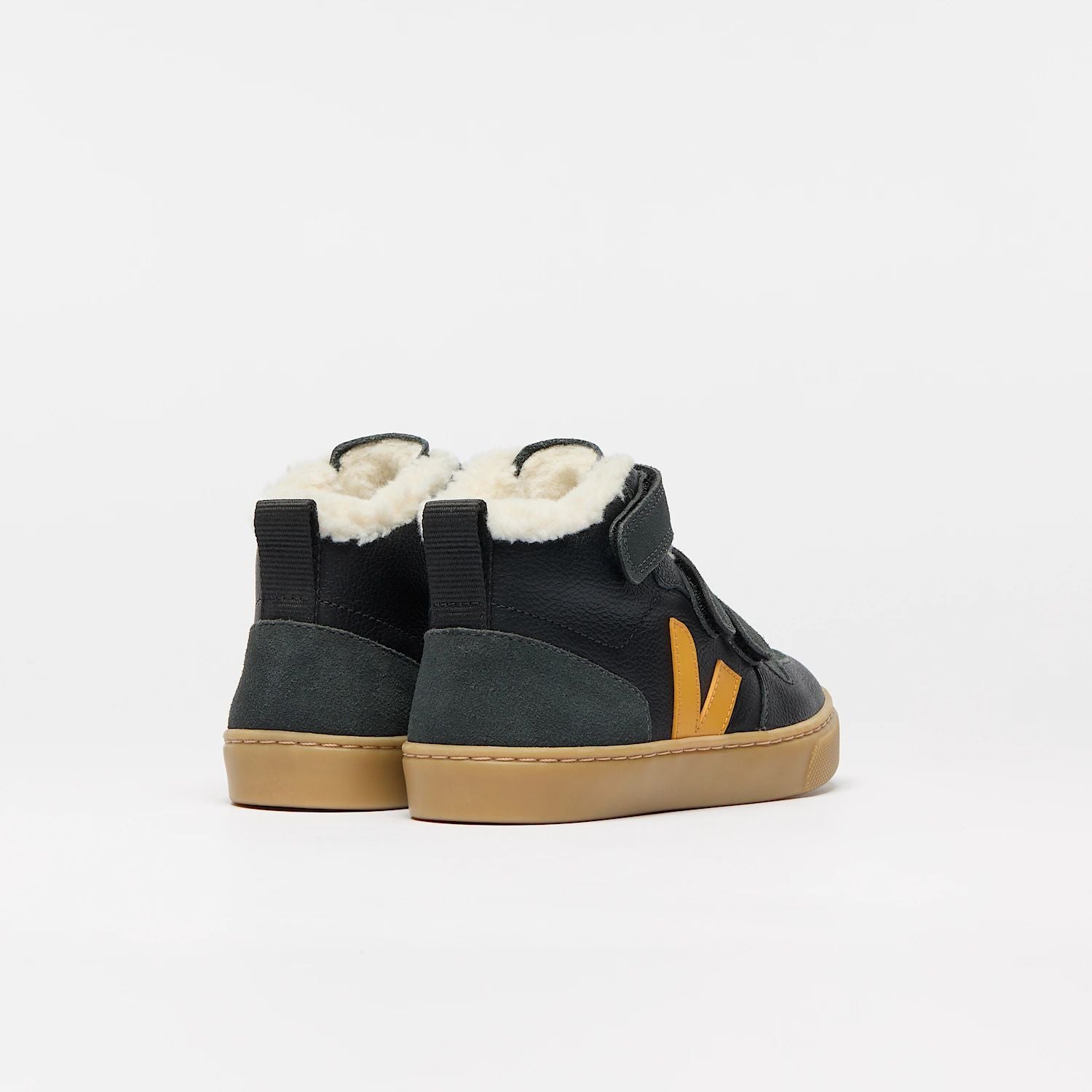 Veja-Small V-10 Mid Winter Black Ouro Grafite