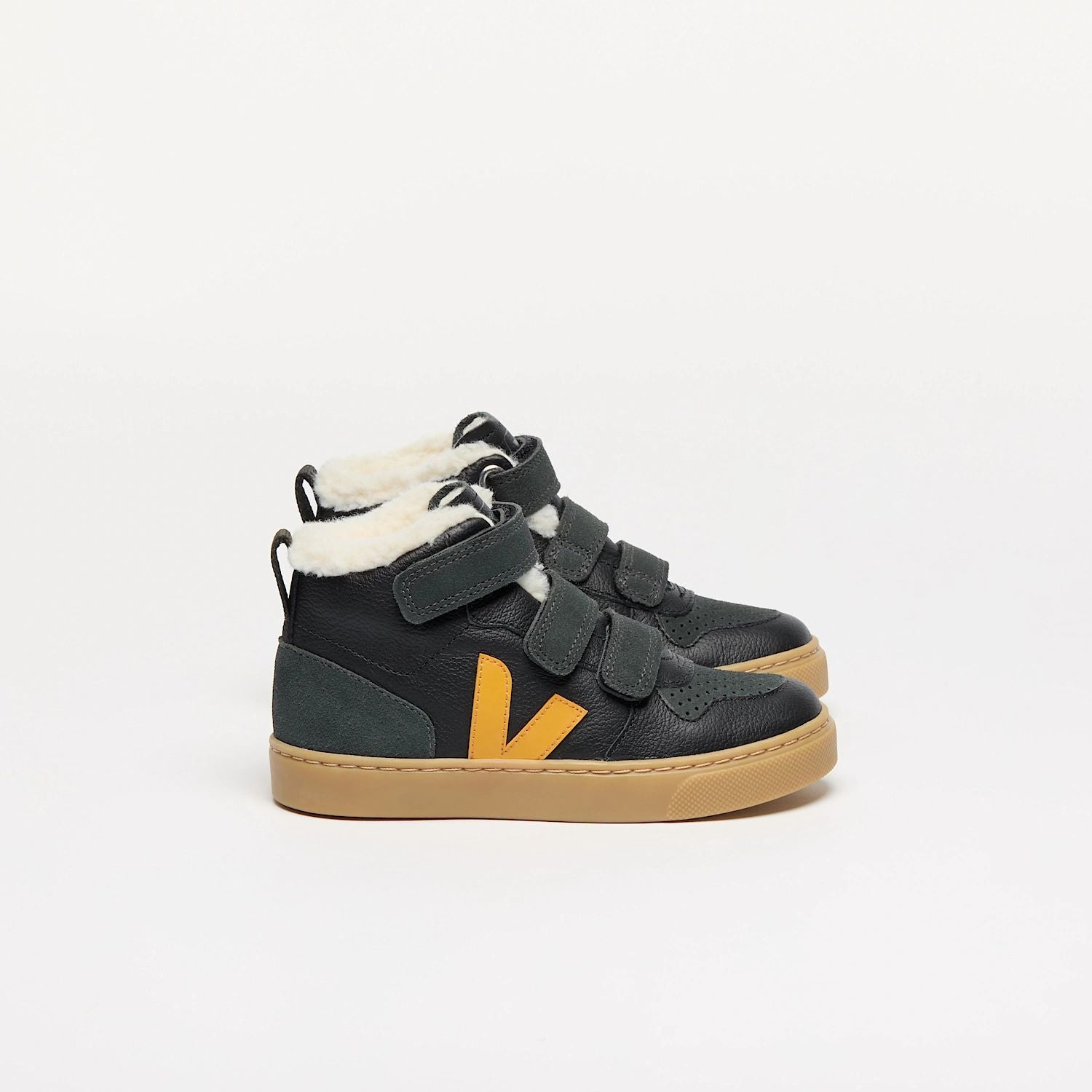 Veja-Small V-10 Mid Winter Black Ouro Grafite
