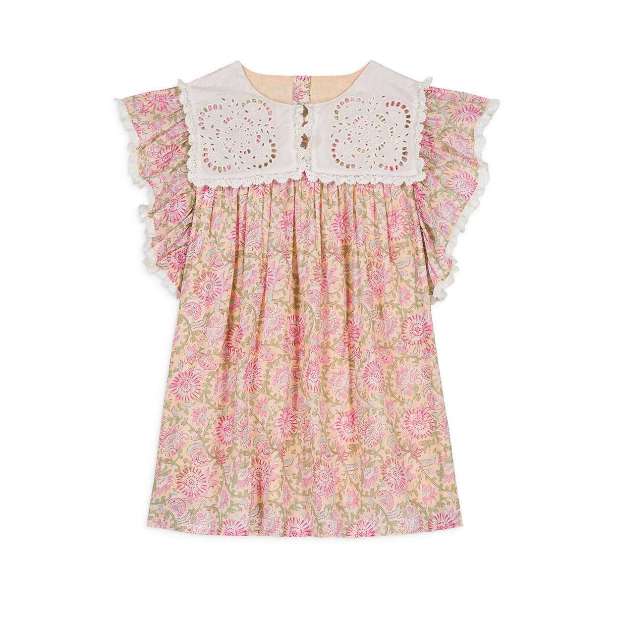 Girls Pink Floral Cotton Dress