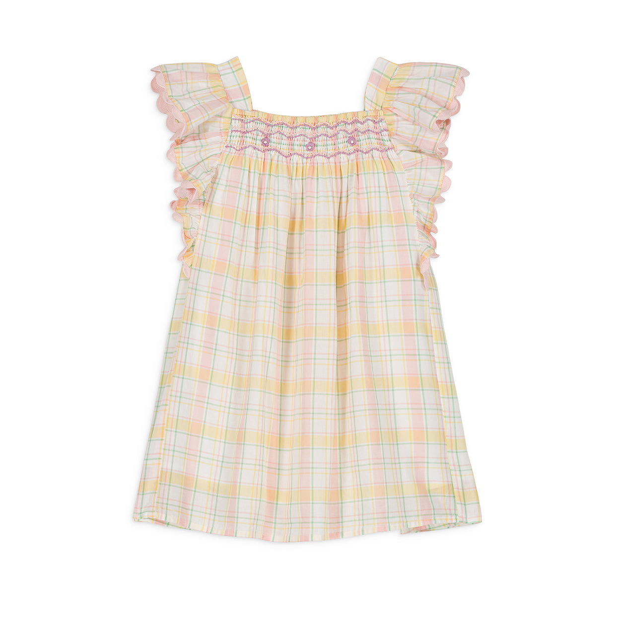 Louise Misha-Girls Yellow Floral Cotton Dress