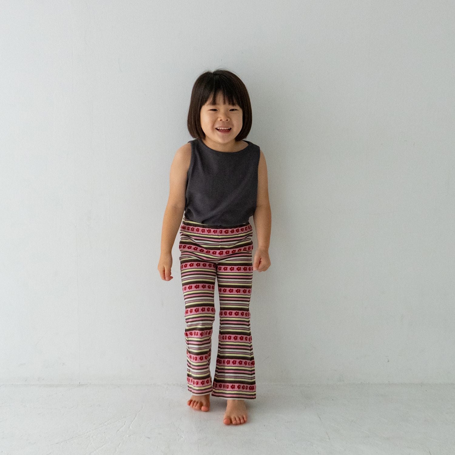 Solii + Solä - Girls Flower Flare Pants Pink-mix