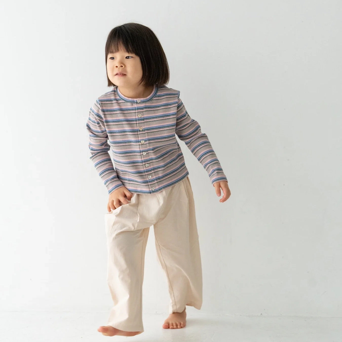 Solii + Solä - Girls Ribbed Cardigan Stripe