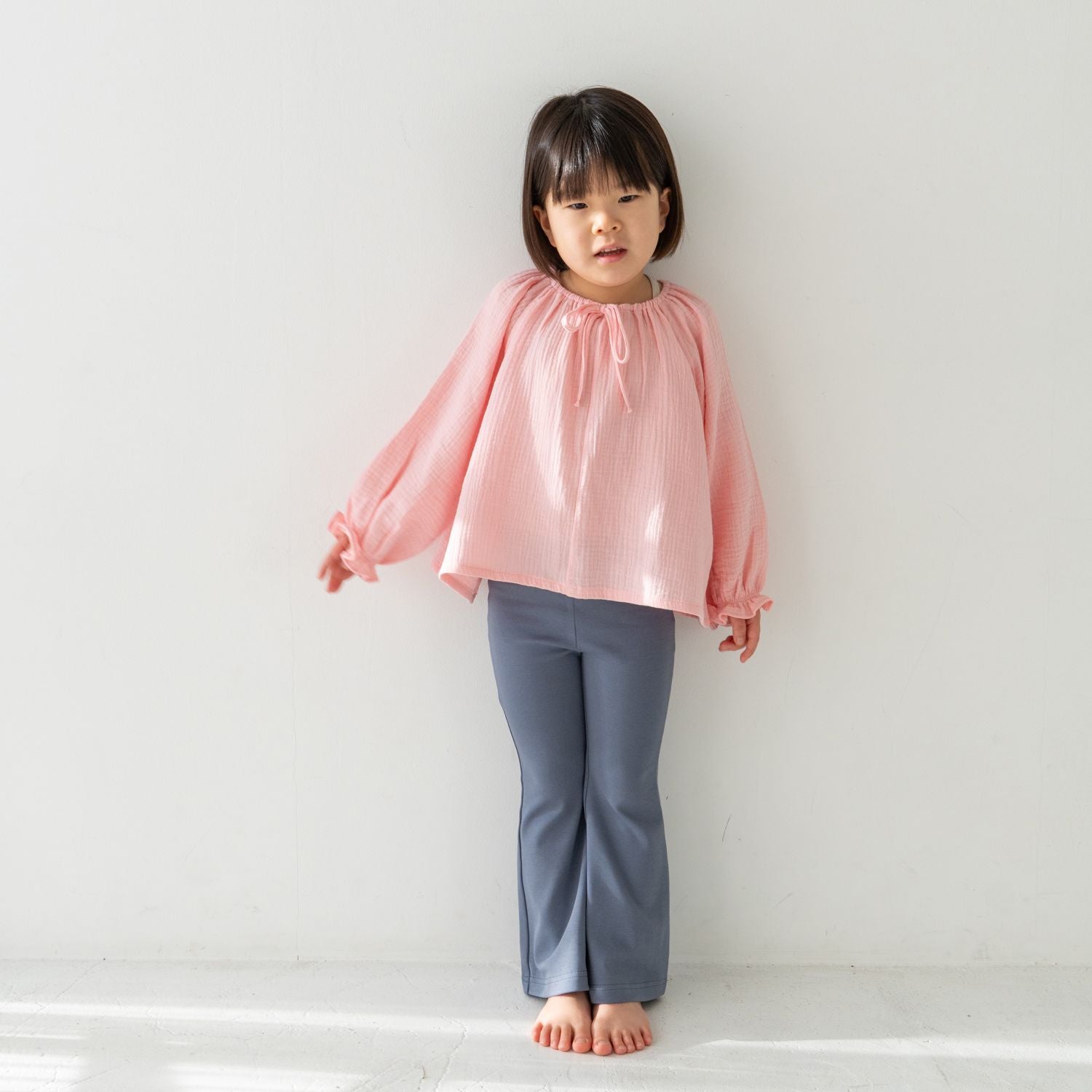 Solii + Solä - Girls Flare Cotton Pants Navy
