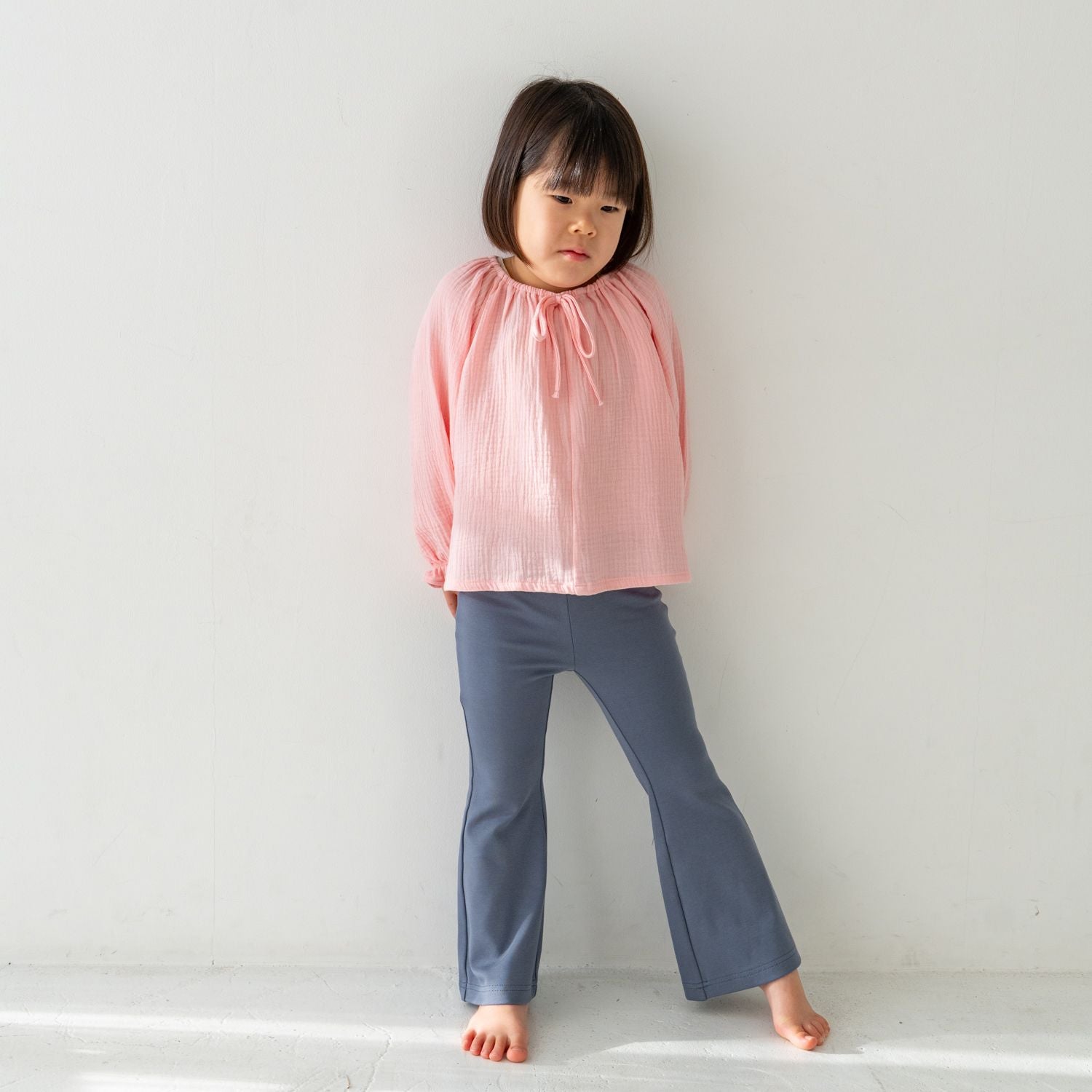 Solii + Solä - Girls Flare Cotton Pants Navy