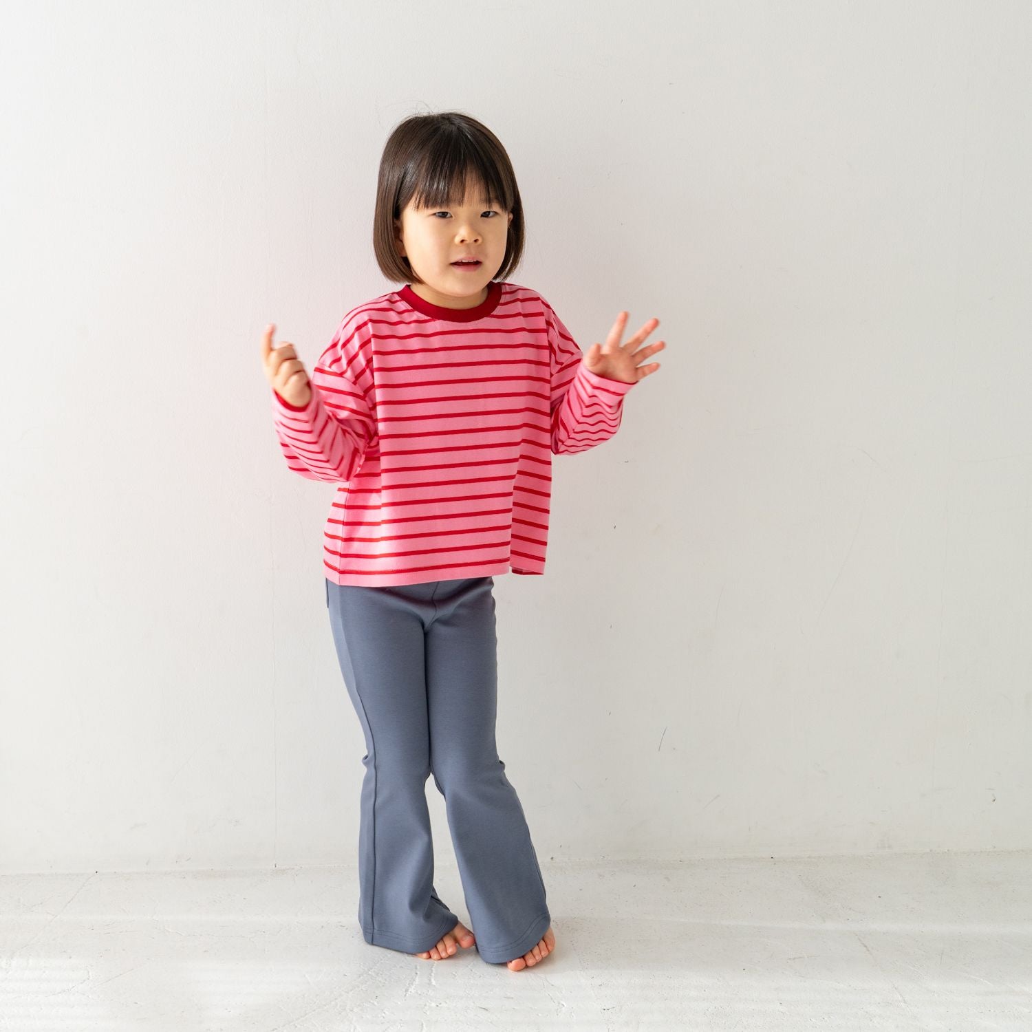 Solii + Solä - Girls Flare Cotton Pants Navy