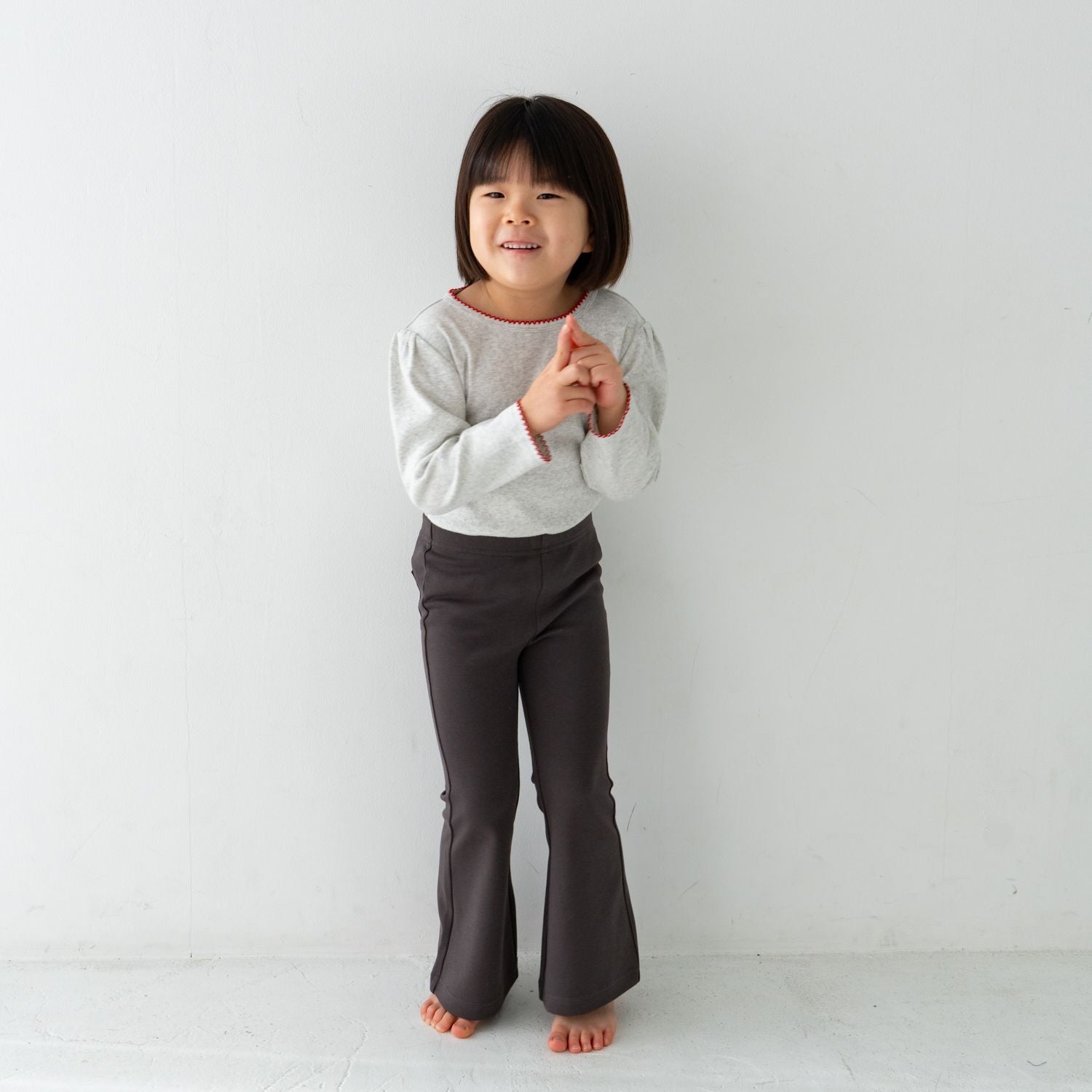 Solii + Solä - Girls Flare Cotton Pants Charcoal