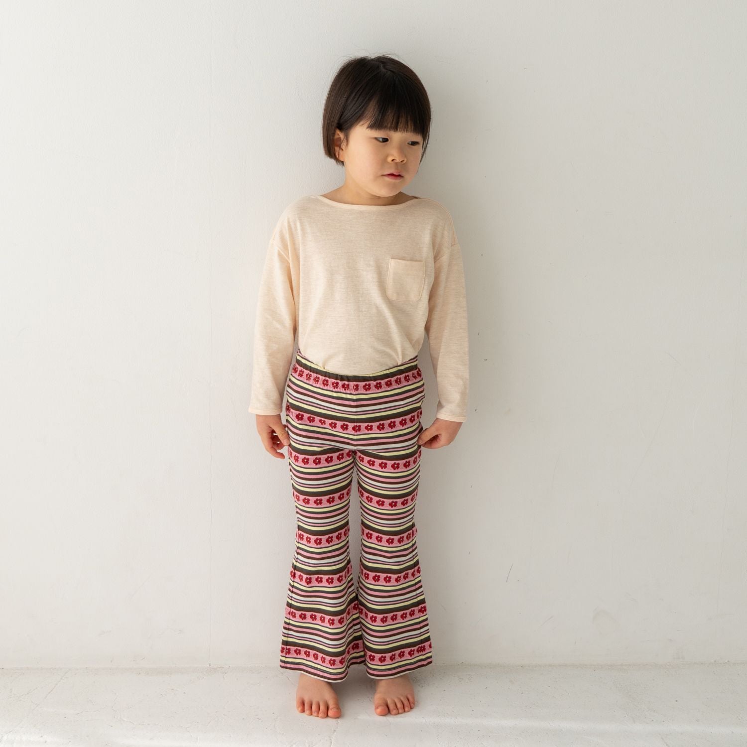 Solii + Solä - Girls Flower Flare Pants Pink-mix