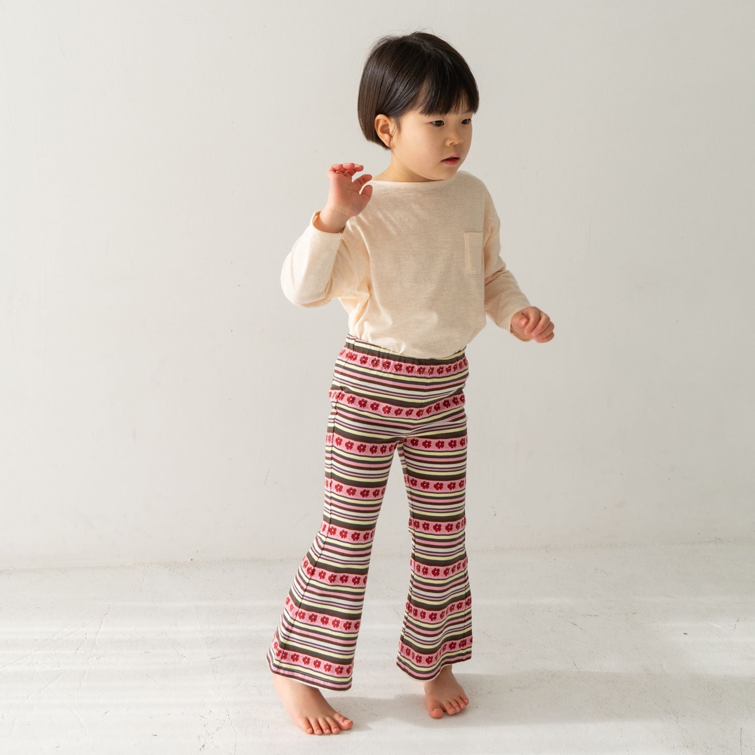 Solii + Solä - Girls Flower Flare Pants Pink-mix