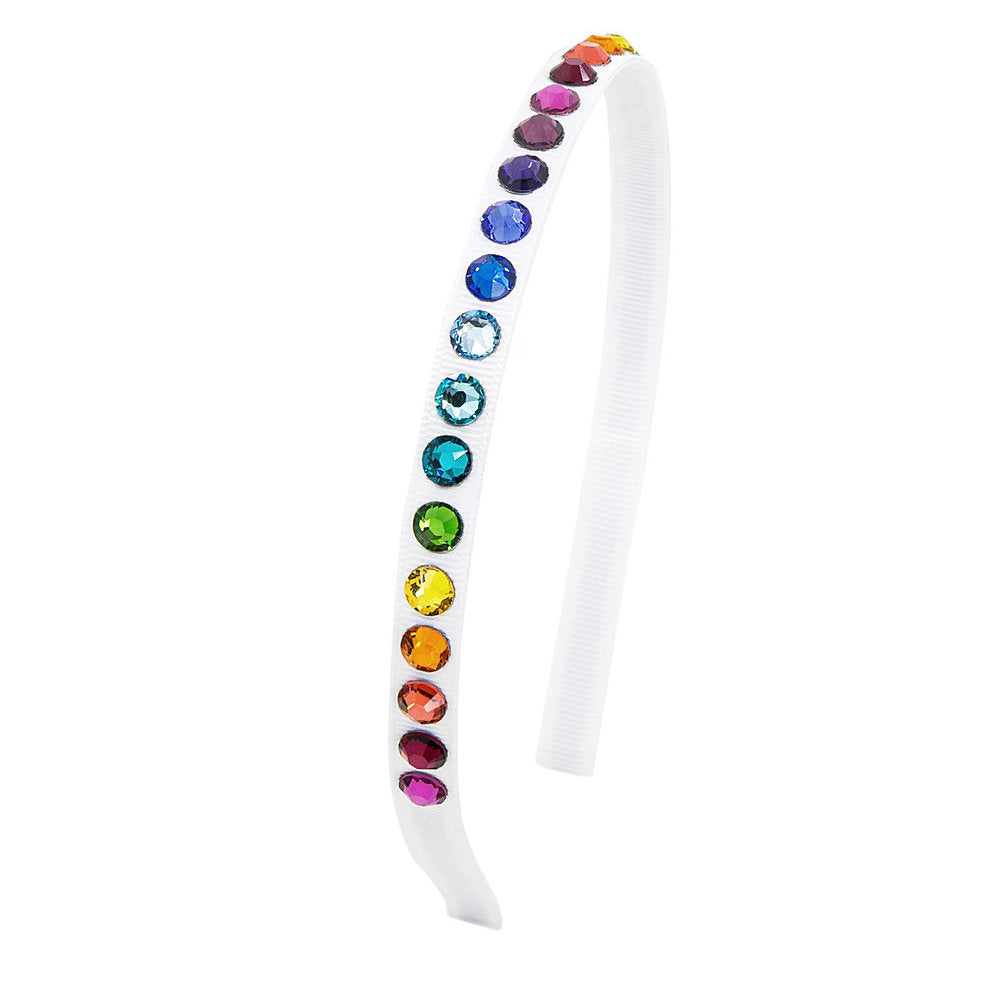 Olilia-Deluxe Crystals Hard Headband-White Rainbow