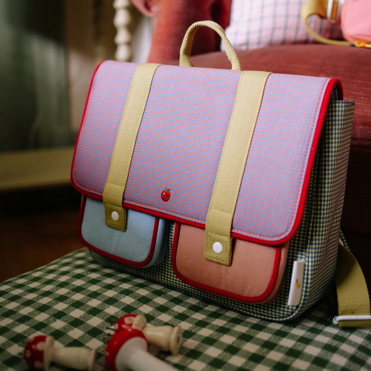 Sticky Lemon schoolbag | lemon tree | gingham midnight + moon