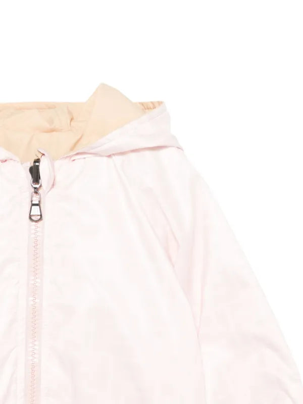 Fendi-Baby Pink Reversible Hooded Zip Up Jacket With FF Allover