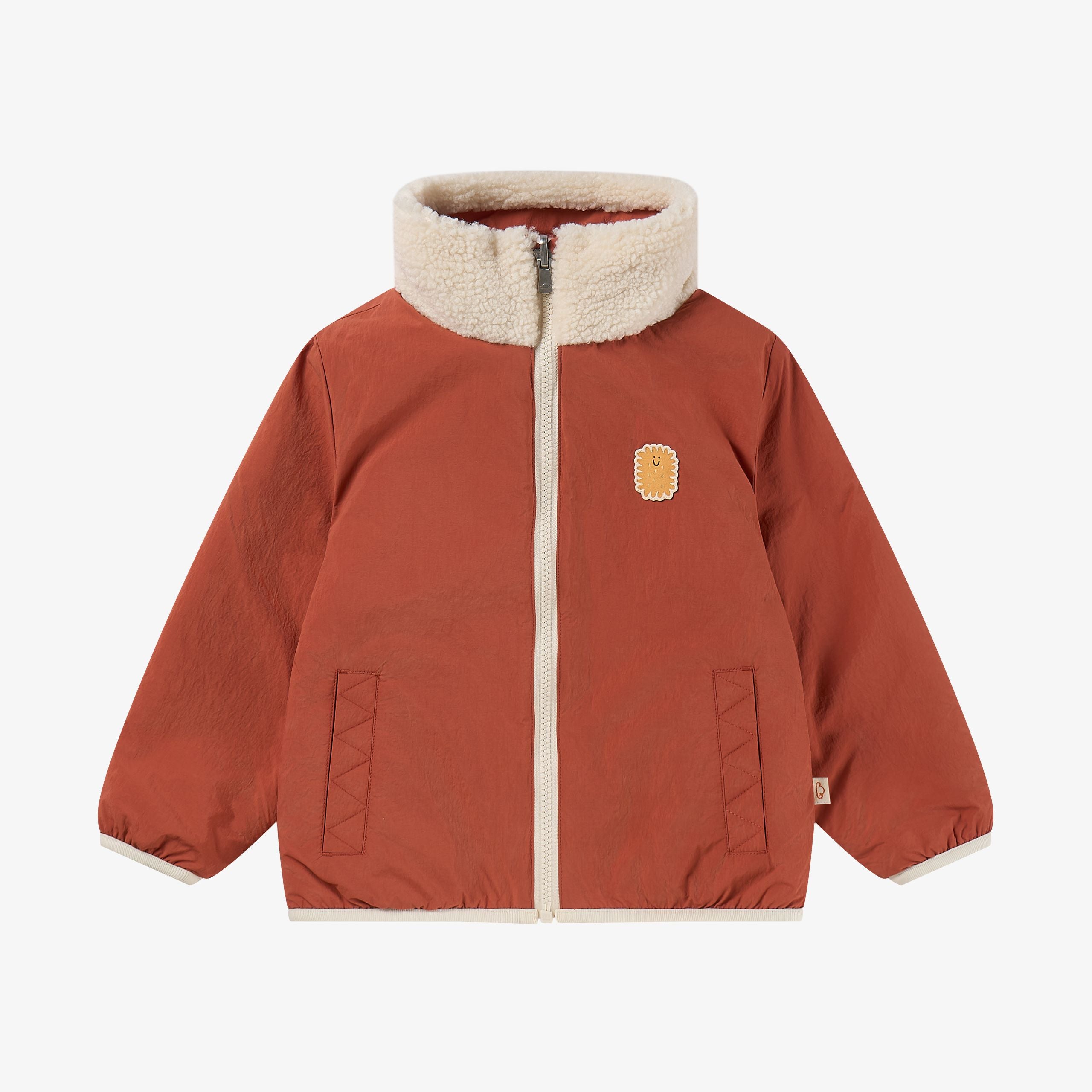 Petite Revery-Recycled Nylon + High Pile Fleece Reversible Jacket Redwood Burl