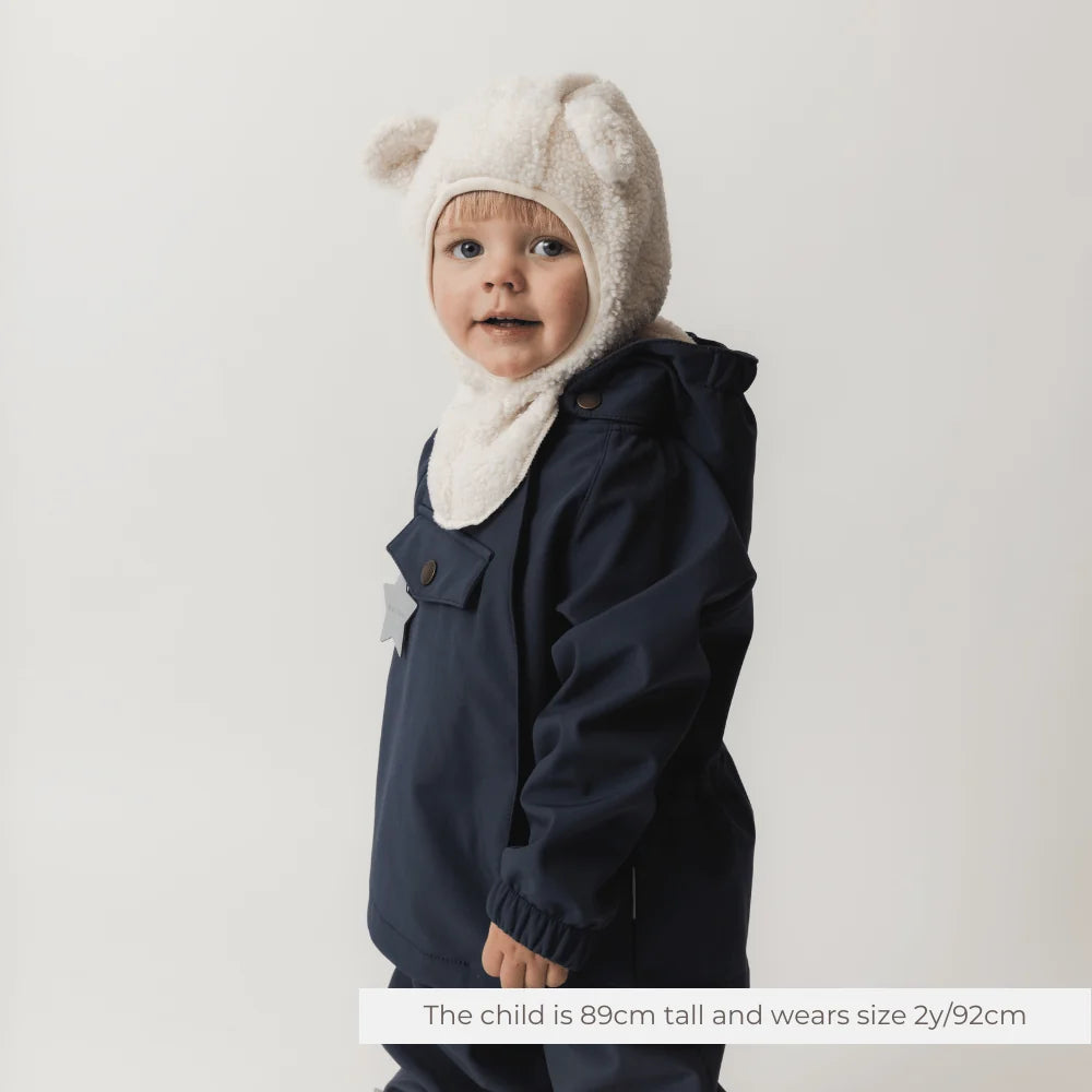 Mini A Ture-MATJEFFI teddyfleece elephant hood. GRS Angora cream
