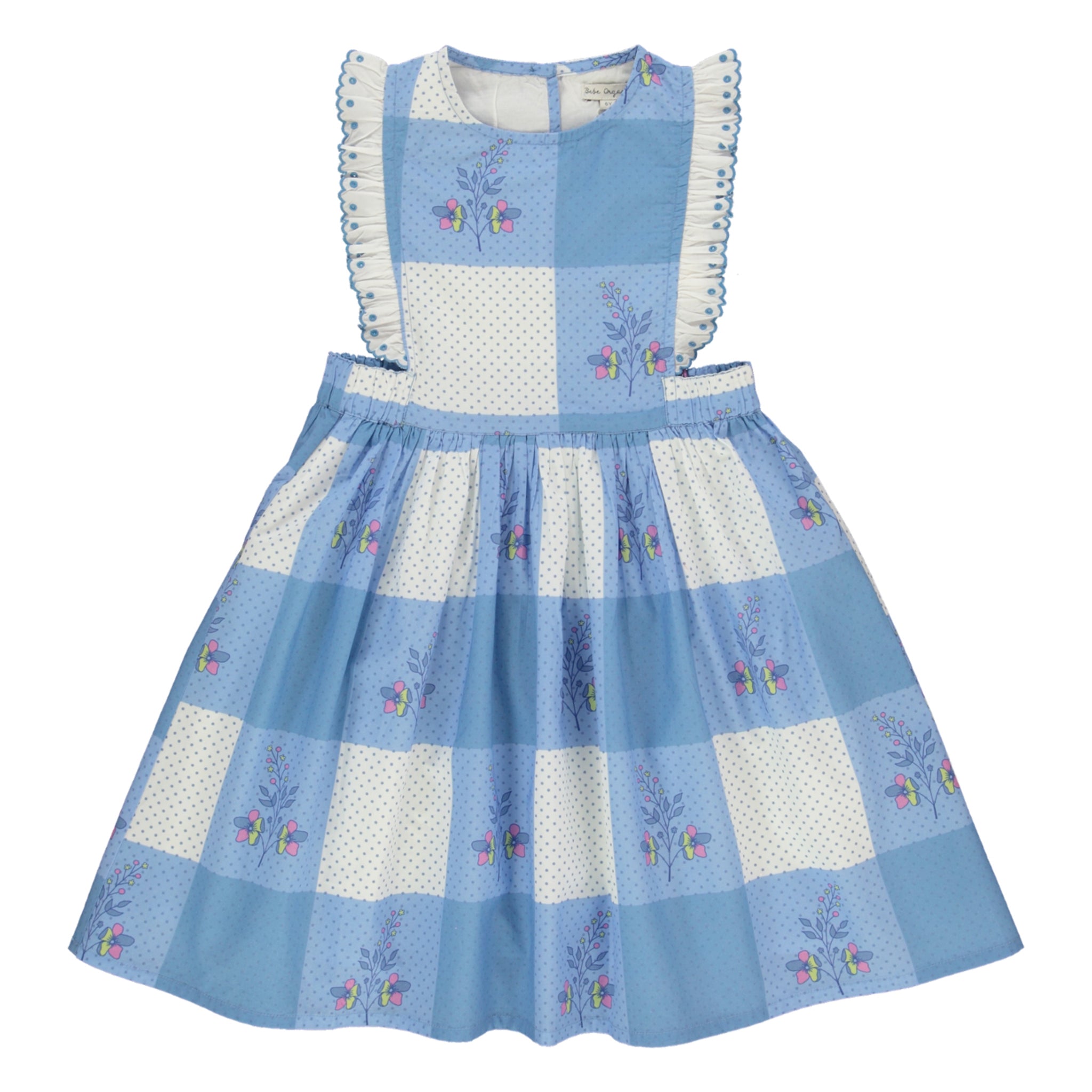 Bebe Organic-Elsa Apron Dress Atlantic Floral Dot