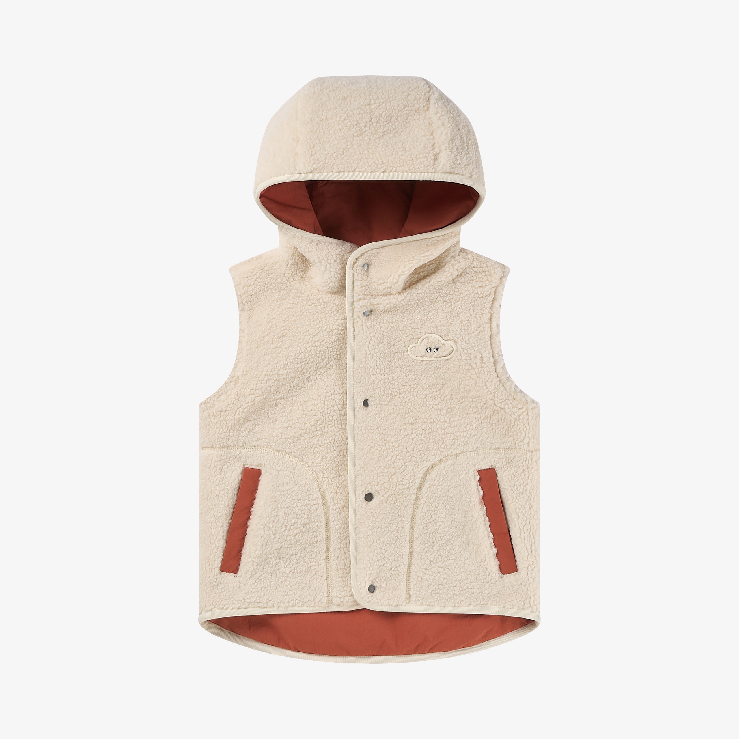 Petite Revery-Recycled Nylon + High Pile Fleece Reversible Vest Redwood Burl
