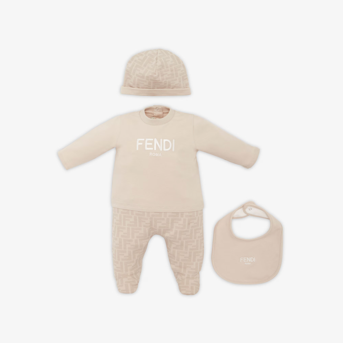 Baby FootIe Hat and Bib with faded FF and TXT LOGO